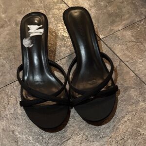 Wild Diva Black Strappy Heels